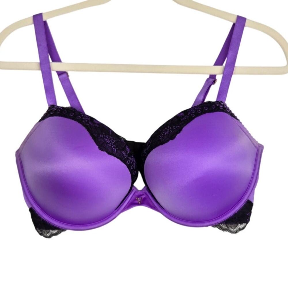 Sexy Siren Victoria’s Secret Bombshell Push‑Up Bra Purple Black Lace Size 38D